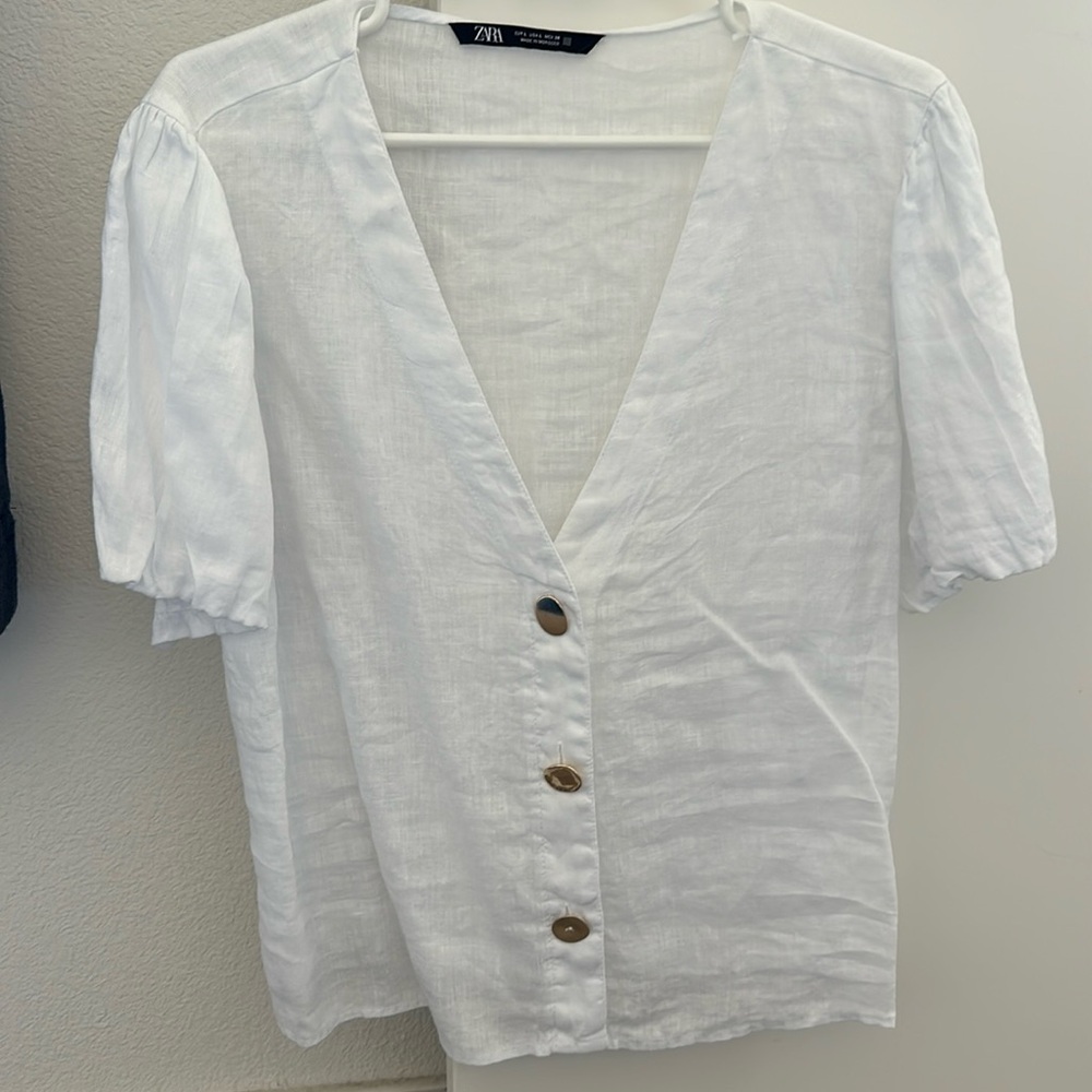 Brand New Zara Linen Top - Size Large 🥥🦙